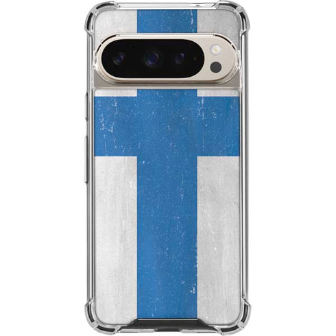 Finland Flag Distressed Pixel 9/9 Pro Clear Case